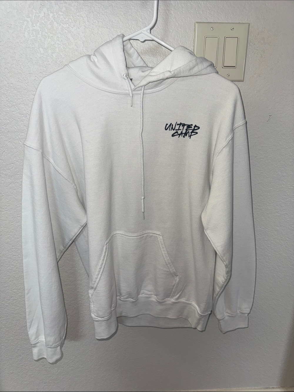 White Hoodie with Small Chest Script Logo